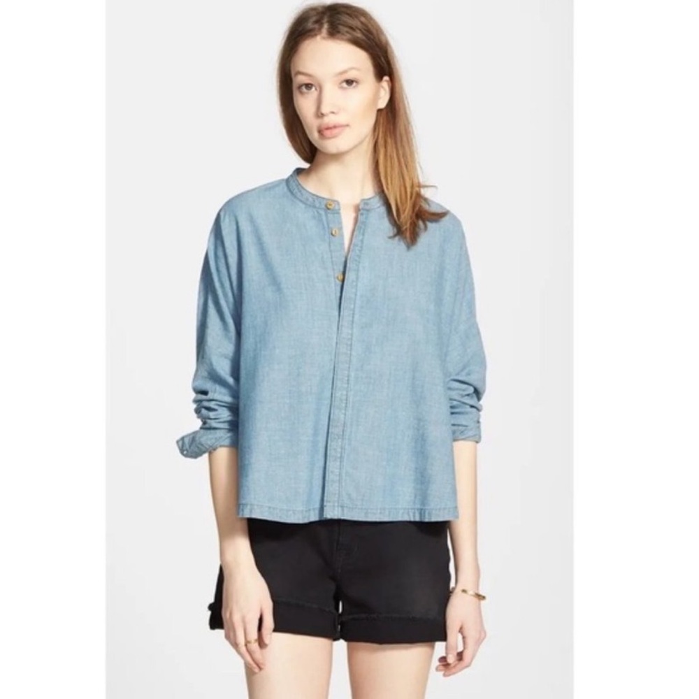Madewell Chambray Long Sleeve Boxy Button Down